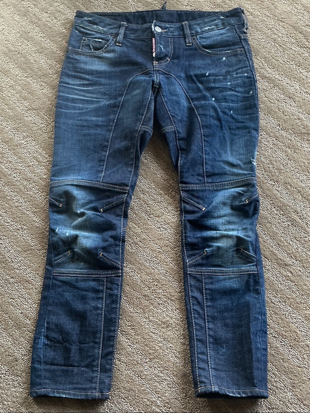 DSQUARED2 Indigo Biker-Style Cropped Jeans